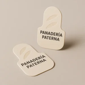 Dos tarjetas de visita troqueladas con forma de pan 